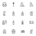 Pest control line icons set