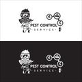 Pest Control Service logo template isolated silhouette with Equipped Man Royalty Free Stock Photo