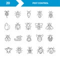 Pest control icon set in linear style. Royalty Free Stock Photo