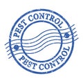 PEST CONTROL, text written on blue postal stamp Royalty Free Stock Photo