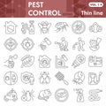 Pest control thin line icon set, Anti pest symbols collection or sketches. Insect control linear style signs for web and Royalty Free Stock Photo