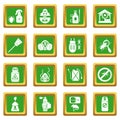 Pest control tools icons set green square Royalty Free Stock Photo