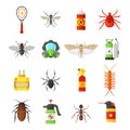 Pest control vector icons on white background