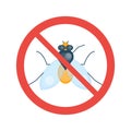 Pest control warning icon with fly. Vector illustration. Royalty Free Stock Photo