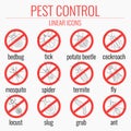 Pest control warning icon set Royalty Free Stock Photo