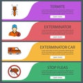 Pest control web banner templates set