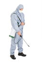 Pest control worker with pesticides sprayer Royalty Free Stock Photo