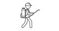 Pest Control Worker with Sprayer Line Art Icon Royalty Free Stock Photo
