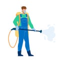 Pest Control Worker Spraying Pesticides Vector Royalty Free Stock Photo