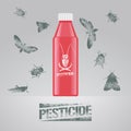 Pest insects bottle with chemical poison vector illustration for farming