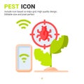 Pest and plant icon vector with flat color style isolated on white background. Vector illustration parasite sign symbol icon