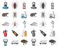 Pest, poison, personnel and equipment cartoon,mono icons in set collection for design. Pest control service vector Royalty Free Stock Photo