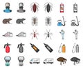 Pest, poison, personnel and equipment cartoon,monochrom icons in set collection for design. Pest control service vector Royalty Free Stock Photo