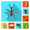 Pest, poison, personnel and equipment flat icons in set collection for design. Pest control service vector symbol stock Royalty Free Stock Photo