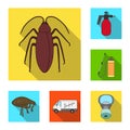 Pest, poison, personnel and equipment flat icons in set collection for design. Pest control service vector symbol stock Royalty Free Stock Photo