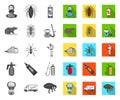 Pest, poison, personnel and equipment mono,flat icons in set collection for design. Pest control service vector symbol