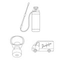 Pest, poison, personnel and equipment outline icons in set collection for design. Pest control service vector symbol Royalty Free Stock Photo