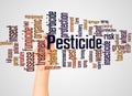 Pesticide word cloud and hand with marker concept