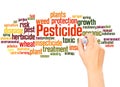 Pesticide word cloud hand sphere concept