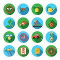 Pesticides Round Icons Set