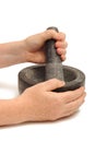 Pestle and mortar grinding Royalty Free Stock Photo