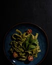 Moody Pesto Pasta Food Photograph