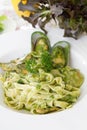 Pesto sauce on white dish Royalty Free Stock Photo