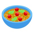 Pesto soup bowl icon isometric vector. Salt cook