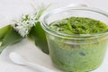 Pesto with wild garlic in a jar