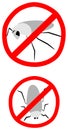 Pests, insects, bugs signs on white background Royalty Free Stock Photo
