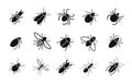 Pests and various insects set vector icons Royalty Free Stock Photo