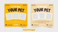 Pet adoption and veterinary service social media post vector. Pet care service and grooming business promotion template. Pet Royalty Free Stock Photo