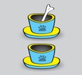 Pet animal bowls vector illustration, web icon, sign