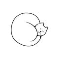 Pet animal sleeping cat illustration, stylized simple circle logo