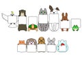 Pet animals in line with white cards Royalty Free Stock Photo