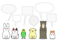 Pet animals in a row with speech bubbles Royalty Free Stock Photo