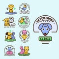 Pet badge vector graphic sticker set domestic insignia cat dog veterinary animal sticker illustration Royalty Free Stock Photo