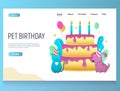 Pet birthday vector website landing page design template Royalty Free Stock Photo