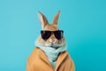 Pet blue mammal cute animals tradition easter sunglass sweet portrait rabbit bunny kitty