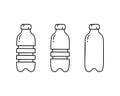 PET bottle doodle icons set. Hand drawn simple illustration of plastic container for water, liquid, oil. Contour isolated vector Royalty Free Stock Photo