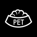 Pet bowl with food simple vector icon. Black and white illustration of dog and cat bowl. Outline linear icon. Royalty Free Stock Photo