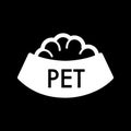 Pet bowl with food simple vector icon. Black and white illustration of dog and cat bowl. Solid linear icon. Royalty Free Stock Photo