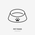 Pet bowl line icon, vector pictogram of dog food. Animal empty meal plate illustration sign for pet shop Royalty Free Stock Photo