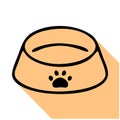 Pet bowl line icon, vector pictogram of dog food