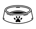 Pet bowl vector icon. Plate for a dog or cat with a paw sign. Empty container for dry food or water. Caring for a Royalty Free Stock Photo