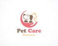 pet care logo creative concept hand animal dog and cat Royalty Free Stock Photo