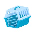 Pet carrier. Plastic carrying case for traveling with pets or visiting veterinarian. Animal transportation box or kennel Royalty Free Stock Photo