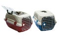 Pet carrier two color for traveling with a pet on isolated white Royalty Free Stock Photo