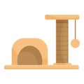 Pet cat house icon cartoon vector. Tower post Royalty Free Stock Photo