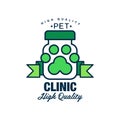 Pet clinic, high quality logo template design, green badge for company identity, label for veterinary clinic and animal